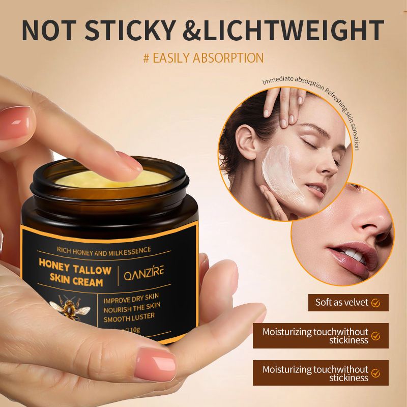 Tallow Honey Balm, Marroomi Beef Tallow for Skin, Holicow Organic Grass-Fed Beef Tallow Balm with Raw Honey, Natural Formula for Dry & Sensitive Skin Ultra-Hydrating Tallow Face Cream