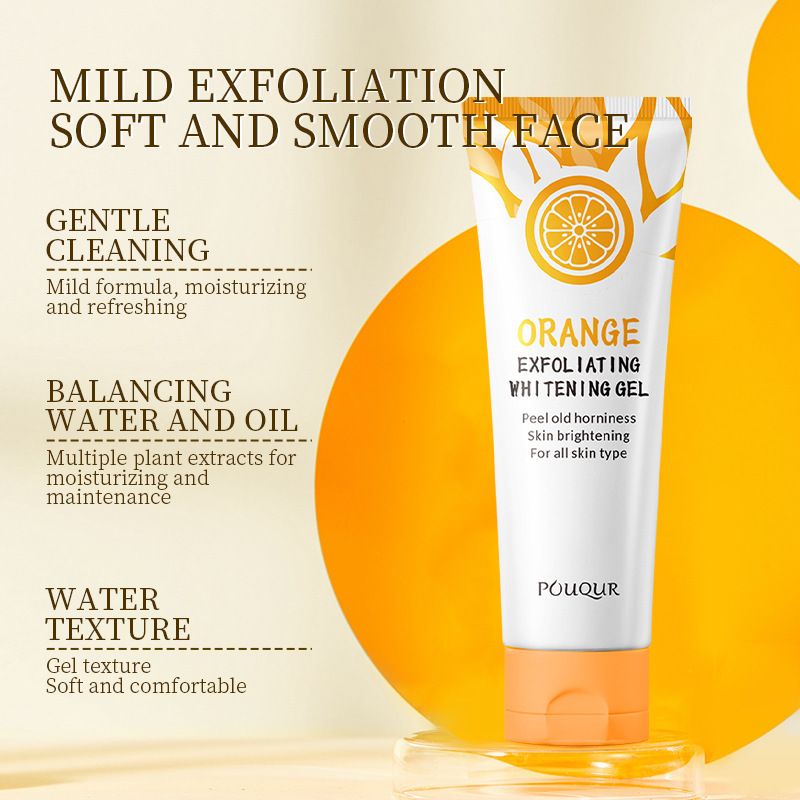 Exfoliating Gel, Moisturizer Face Body Scrub Gel,Deep Cleansing Moisturizing Facial Exfoliator,Natural Orange Peeling Gel Face Scrub Aqua Gel Gentle Exfoliator Clear and Softer Skin Brightening