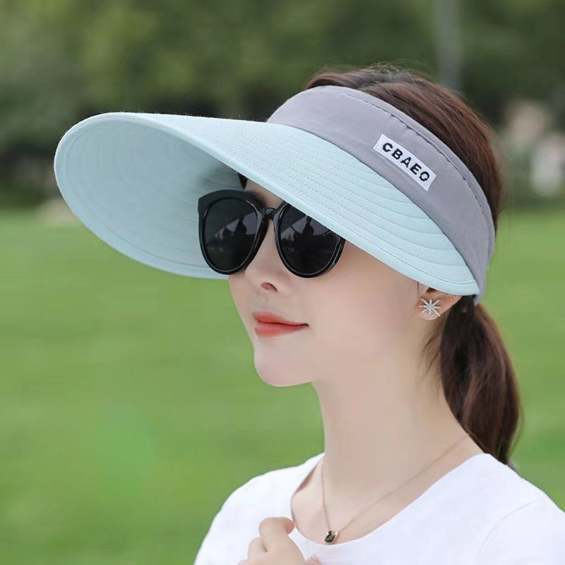 Sun Visor Hats Women foldable  Large Brim Summer UV Protection Beach Cap Sport Sun Hats Adjustable Empty Top Face Covering for Beach Hiking Outdoor Sun Protection