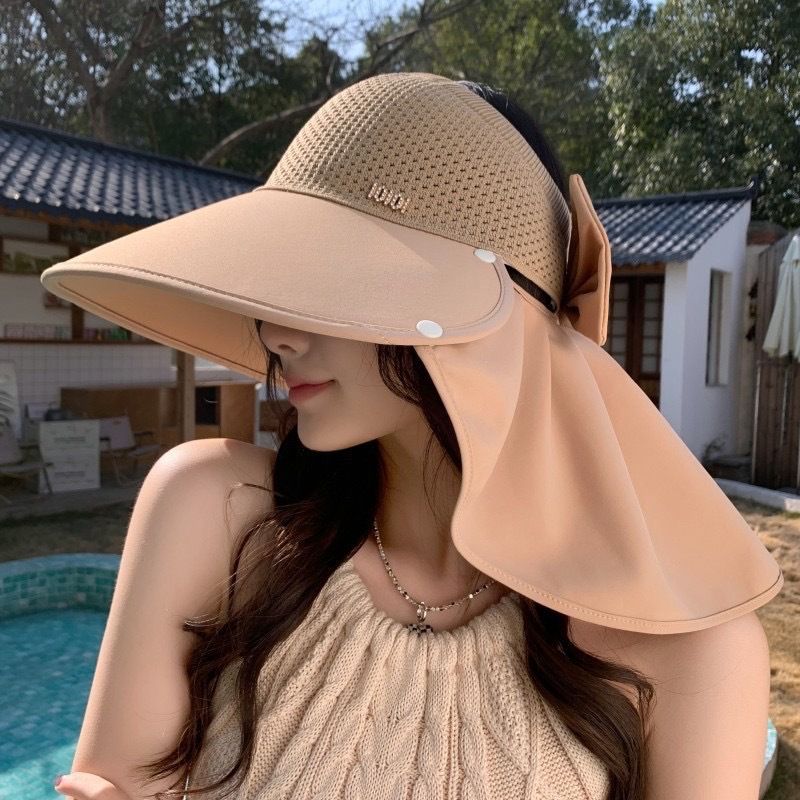 Sun Visor Hats Women foldable  Large Brim Summer UV Protection Beach Cap Sport Sun Hats Adjustable Empty Top Face Covering for Beach Hiking Outdoor Sun Protection