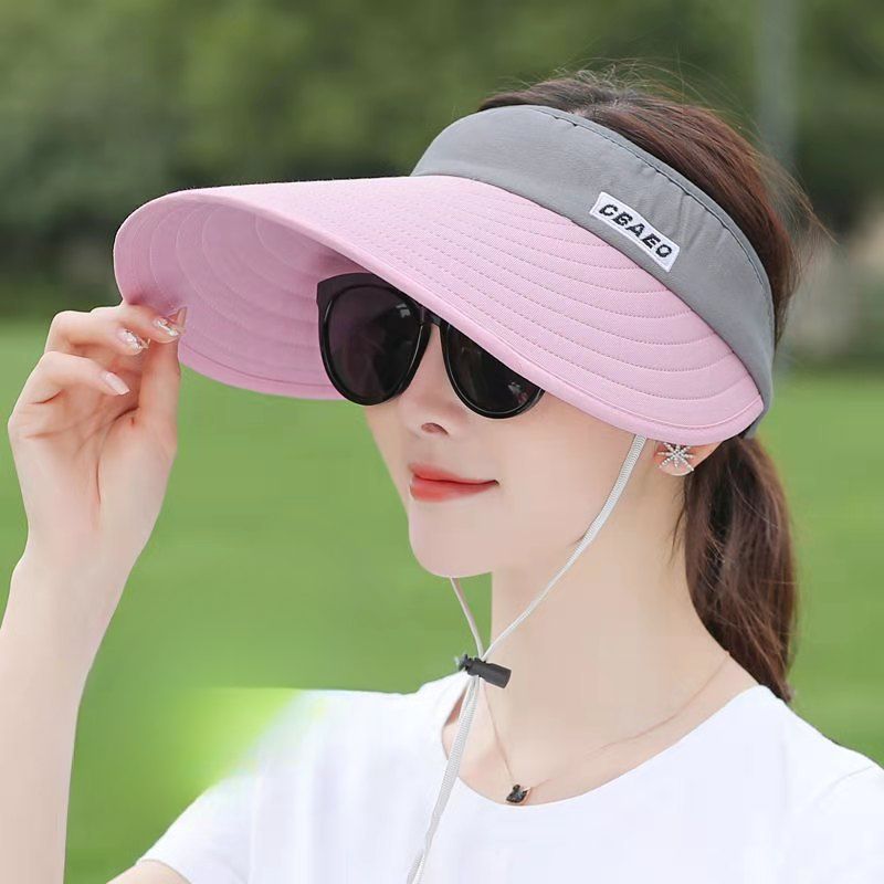 Sun Visor Hats Women foldable  Large Brim Summer UV Protection Beach Cap Sport Sun Hats Adjustable Empty Top Face Covering for Beach Hiking Outdoor Sun Protection