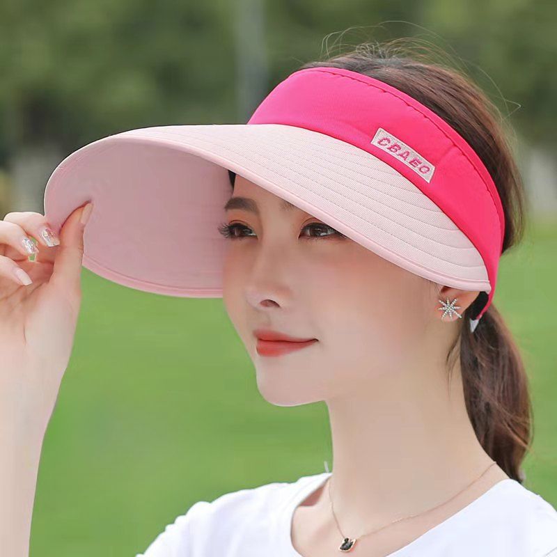 Sun Visor Hats Women foldable  Large Brim Summer UV Protection Beach Cap Sport Sun Hats Adjustable Empty Top Face Covering for Beach Hiking Outdoor Sun Protection