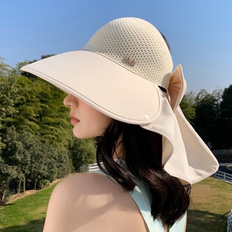 Sun Visor Hats Women foldable  Large Brim Summer UV Protection Beach Cap Sport Sun Hats Adjustable Empty Top Face Covering for Beach Hiking Outdoor Sun Protection