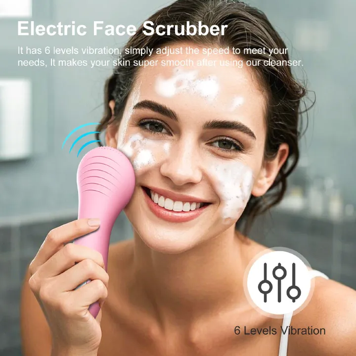 Facial Cleansing Brush Made with Ultra Hygienic Soft Silicone, Waterproof Sonic Vibrating Face Brush for Deep Cleansing, Gentle Massaging Manual Facial Cleansing Scrubber Handheld Wash Pad