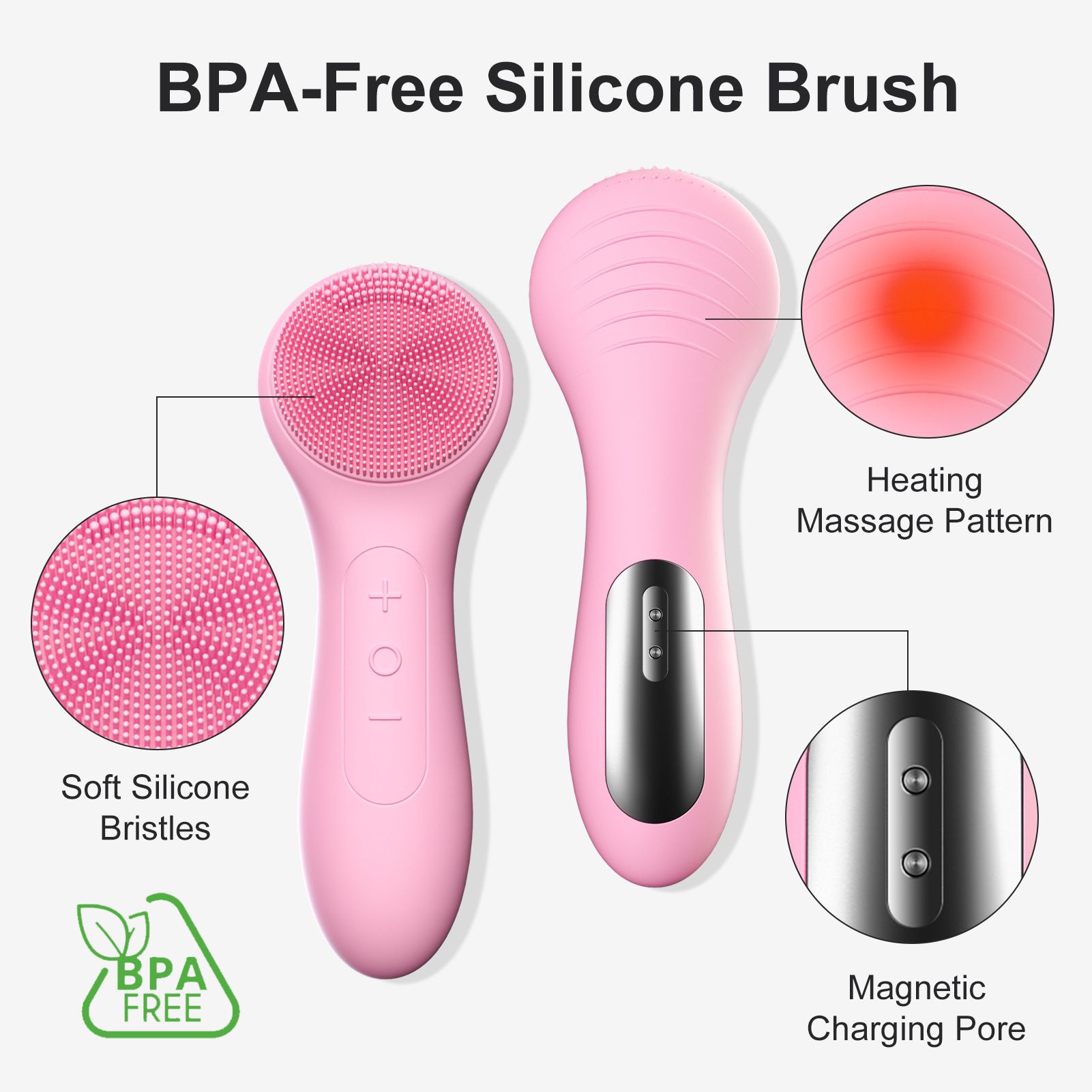 Facial Cleansing Brush Made with Ultra Hygienic Soft Silicone, Waterproof Sonic Vibrating Face Brush for Deep Cleansing, Gentle Massaging Manual Facial Cleansing Scrubber Handheld Wash Pad