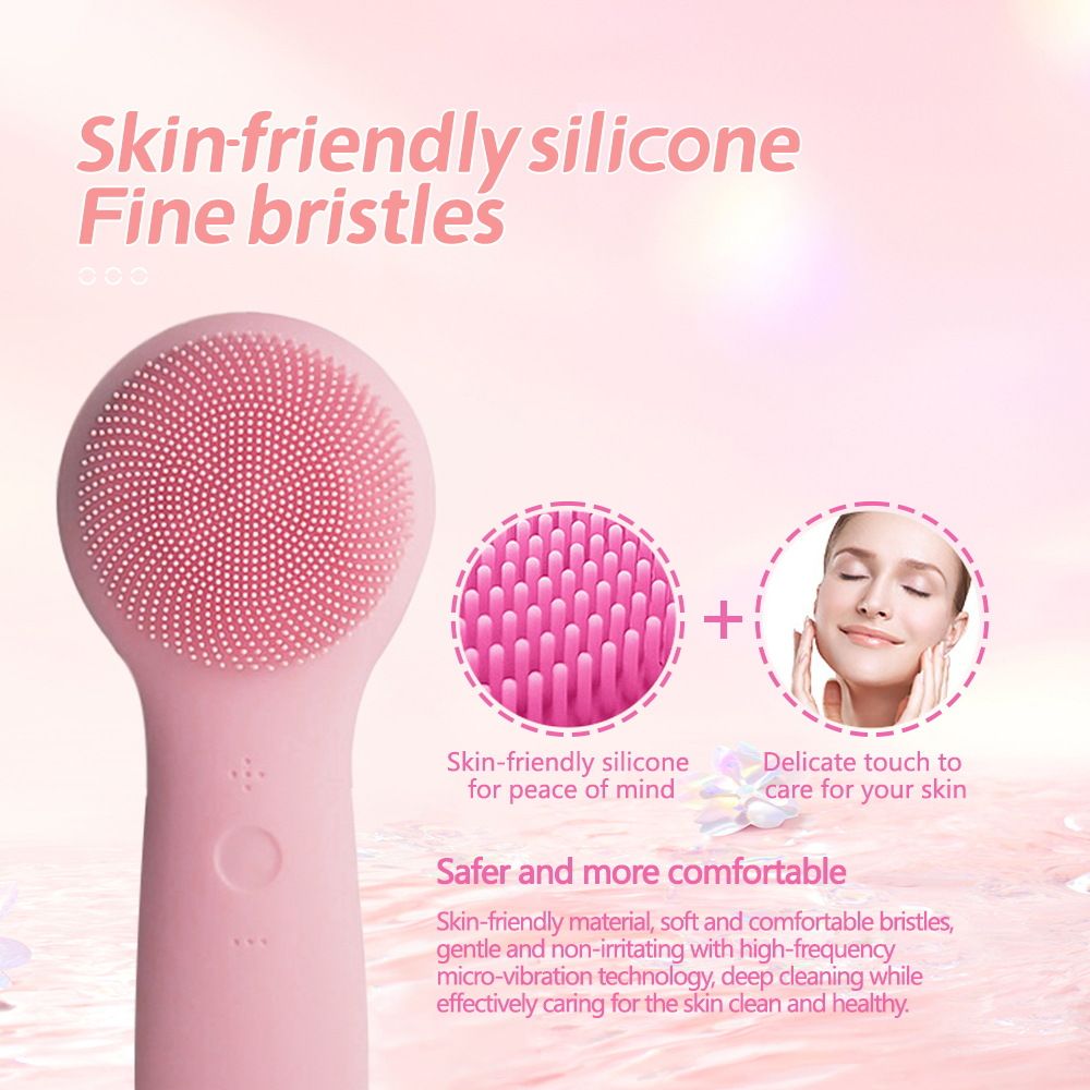 Facial Cleansing Brush Made with Ultra Hygienic Soft Silicone, Waterproof Sonic Vibrating Face Brush for Deep Cleansing, Gentle Massaging Manual Facial Cleansing Scrubber Handheld Wash Pad