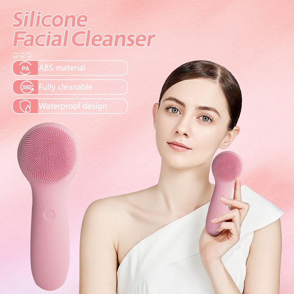 Facial Cleansing Brush Made with Ultra Hygienic Soft Silicone, Waterproof Sonic Vibrating Face Brush for Deep Cleansing, Gentle Massaging Manual Facial Cleansing Scrubber Handheld Wash Pad