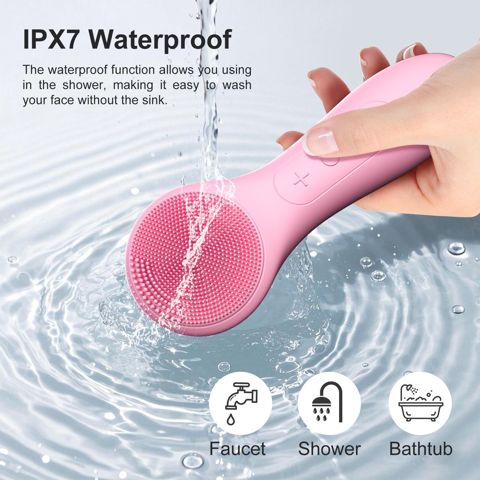 Facial Cleansing Brush Made with Ultra Hygienic Soft Silicone, Waterproof Sonic Vibrating Face Brush for Deep Cleansing, Gentle Massaging Manual Facial Cleansing Scrubber Handheld Wash Pad