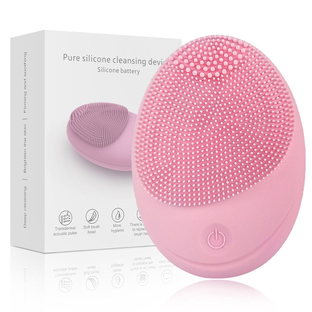 Facial Cleansing Brush Made with Ultra Hygienic Soft Silicone, Waterproof Sonic Vibrating Face Brush for Deep Cleansing, Gentle Massaging Manual Facial Cleansing Scrubber Handheld Wash Pad