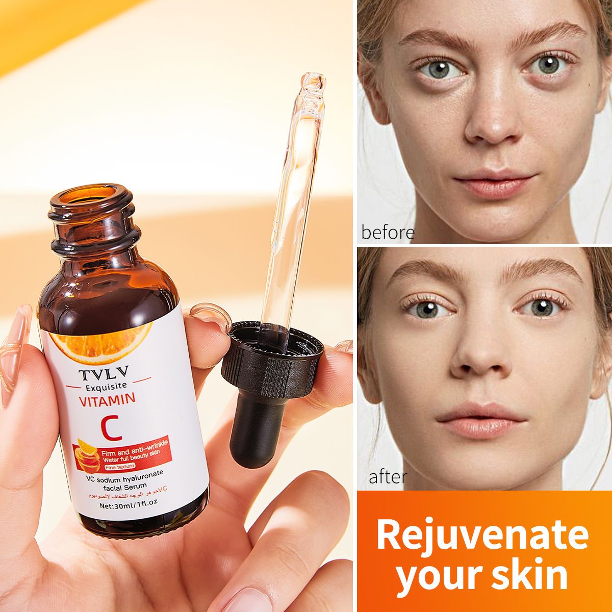 Vitamin C Serum For Face – Anti-Aging Facial Serum with Vitamin C, Hyaluronic Acid Brightening Facial Essence for Dark Spots, Fine Lines, Wrinkles & Glowing Skin