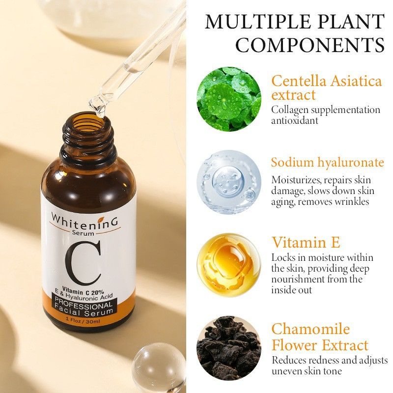 Vitamin C Serum For Face – Anti-Aging Facial Serum with Vitamin C, Hyaluronic Acid Brightening Facial Essence for Dark Spots, Fine Lines, Wrinkles & Glowing Skin