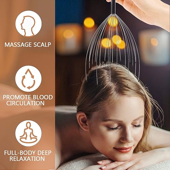 Scalp Massagers, Multi Fingers Hand-held Massage Tingle, Head Massagers Scalp Scratcher Head Scratcher Stress Relax for Deep Hair Stimulation, Stress Relief and Hair Stimulation Christmas Presents