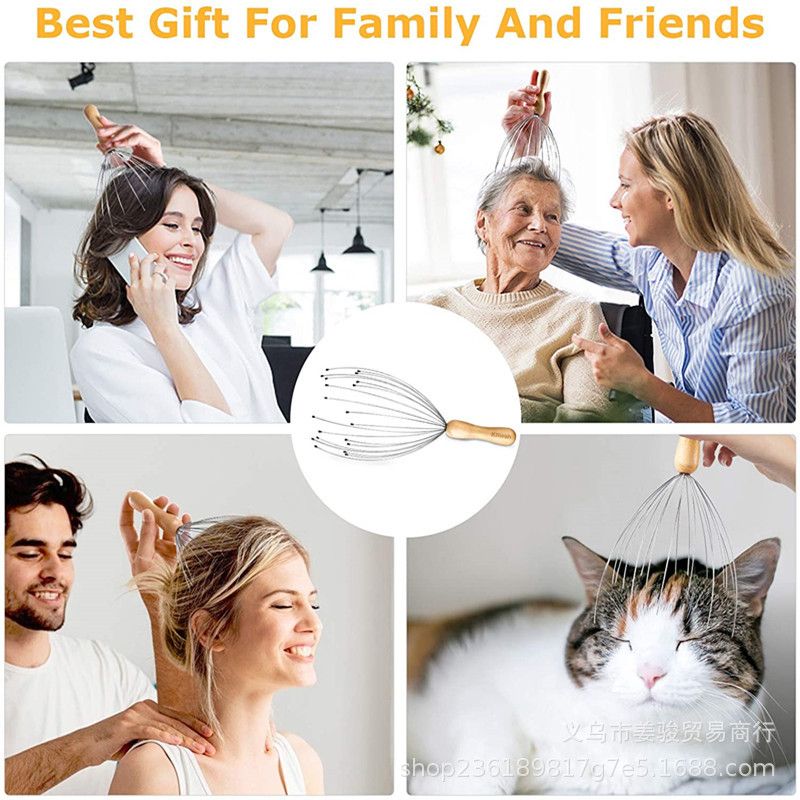 Scalp Massagers, Multi Fingers Hand-held Massage Tingle, Head Massagers Scalp Scratcher Head Scratcher Stress Relax for Deep Hair Stimulation, Stress Relief and Hair Stimulation Christmas Presents