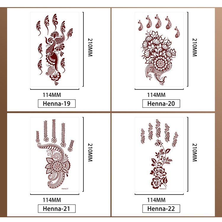 Henna Temporary Tattoos for Women, Waterproof Realistic Red Brown White Henna Mehndi Stickers, Fake Tattoos Body Art Sticker for DIY Wedding Beach Rave Festival Party Makeup Body Paint Parties etc
