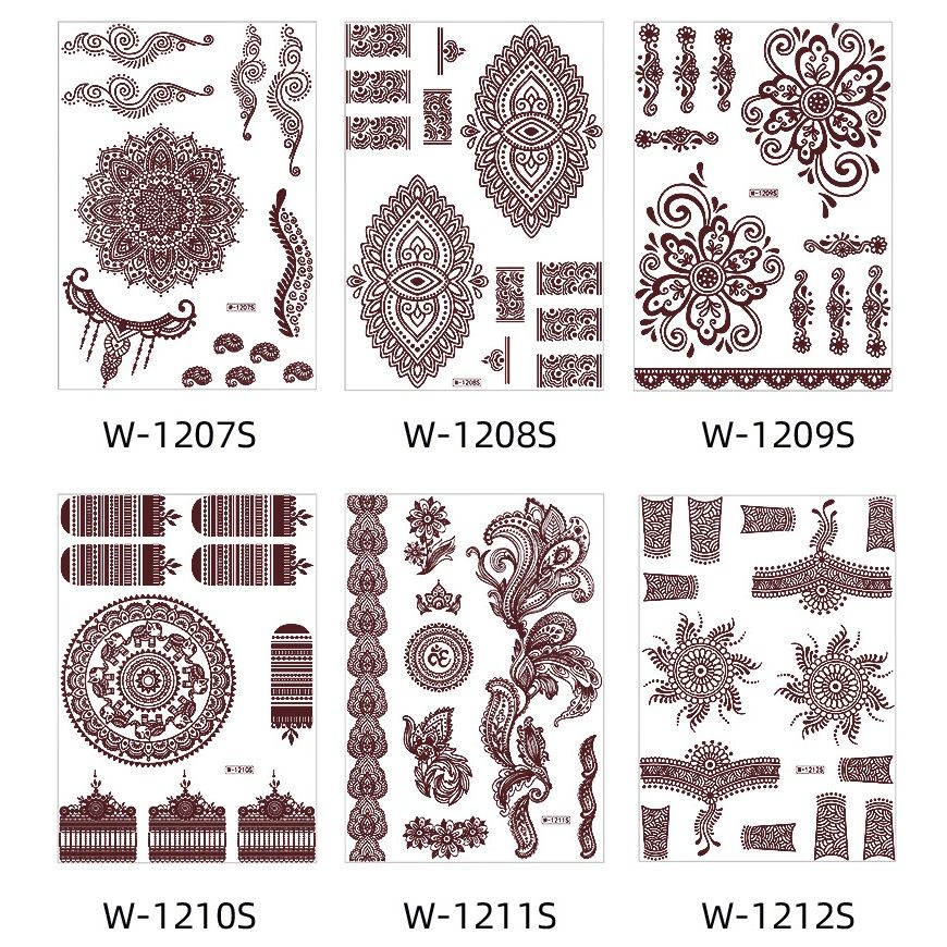 Henna Temporary Tattoos for Women, Waterproof Realistic Red Brown White Henna Mehndi Stickers, Fake Tattoos Body Art Sticker for DIY Wedding Beach Rave Festival Party Makeup Body Paint Parties etc