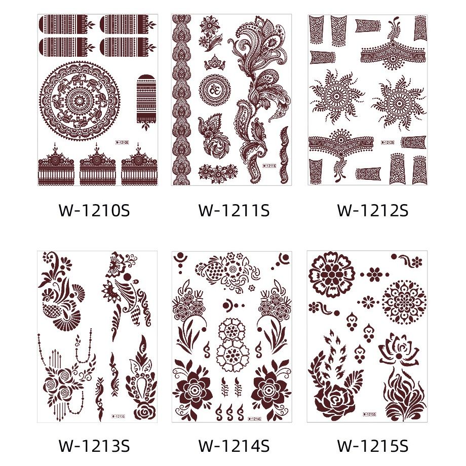 Henna Temporary Tattoos for Women, Waterproof Realistic Red Brown White Henna Mehndi Stickers, Fake Tattoos Body Art Sticker for DIY Wedding Beach Rave Festival Party Makeup Body Paint Parties etc