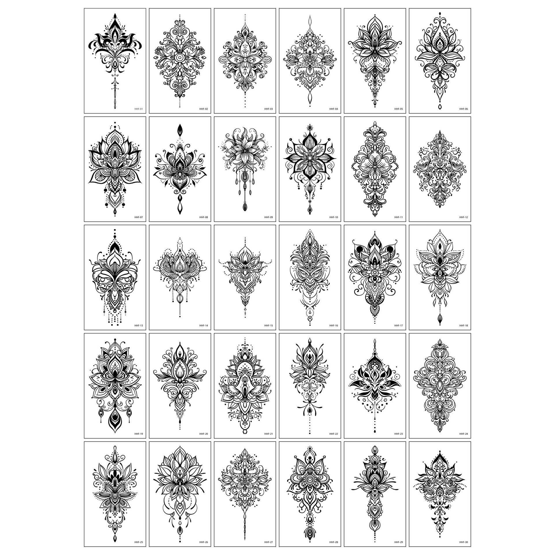 Henna Temporary Tattoos for Women, Waterproof Realistic Red Brown White Henna Mehndi Stickers, Fake Tattoos Body Art Sticker for DIY Wedding Beach Rave Festival Party Makeup Body Paint Parties etc