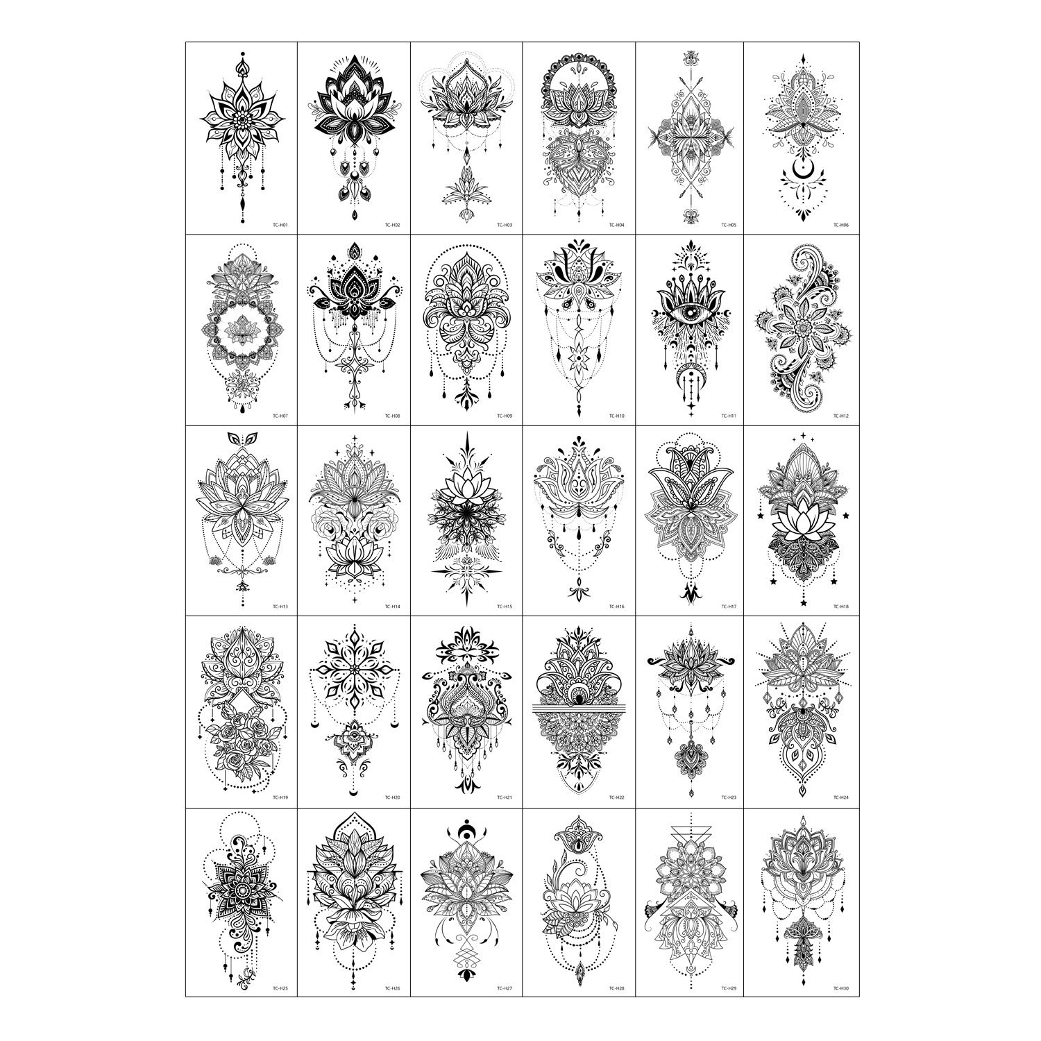 Henna Temporary Tattoos for Women, Waterproof Realistic Red Brown White Henna Mehndi Stickers, Fake Tattoos Body Art Sticker for DIY Wedding Beach Rave Festival Party Makeup Body Paint Parties etc