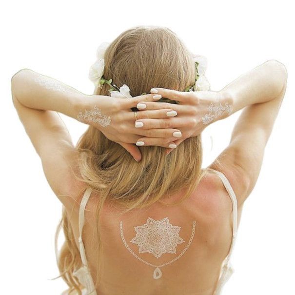 White Henna Tattoo Kit, Black Henna Temporary Tattoos Stickers for Women Wedding Party Festival Tattoos Decorations,  Long Last Lace Flower Bohemia Lotus Sexy Temp Tatoo Back Thigh Body Art Makeup