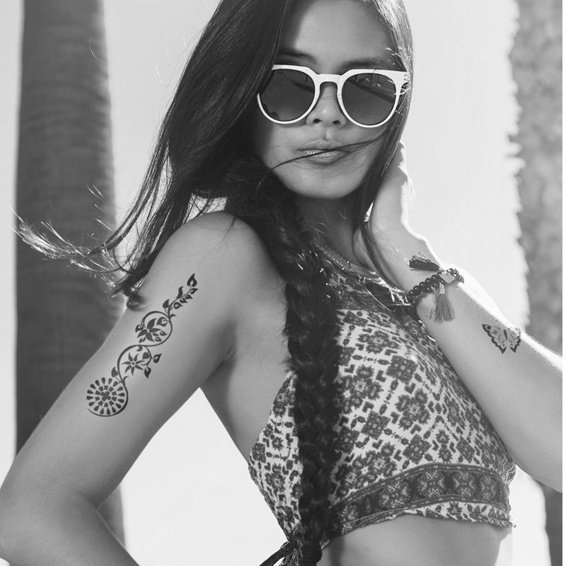 White Henna Tattoo Kit, Black Henna Temporary Tattoos Stickers for Women Wedding Party Festival Tattoos Decorations,  Long Last Lace Flower Bohemia Lotus Sexy Temp Tatoo Back Thigh Body Art Makeup