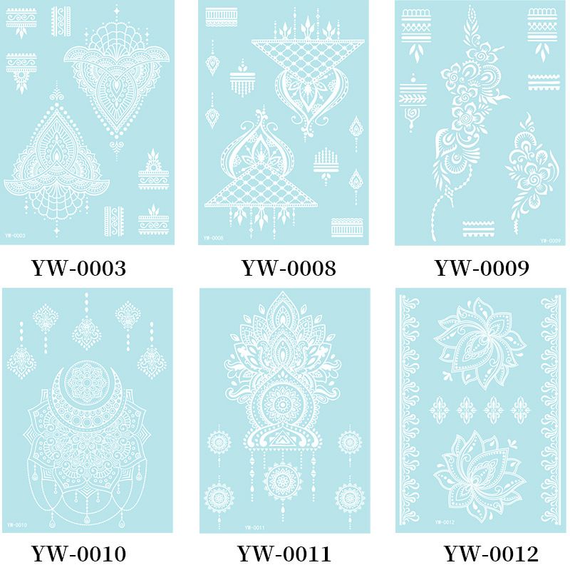 White Henna Tattoo Kit, Black Henna Temporary Tattoos Stickers for Women Wedding Party Festival Tattoos Decorations,  Long Last Lace Flower Bohemia Lotus Sexy Temp Tatoo Back Thigh Body Art Makeup