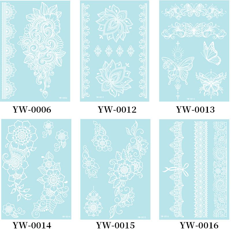 White Henna Tattoo Kit, Black Henna Temporary Tattoos Stickers for Women Wedding Party Festival Tattoos Decorations,  Long Last Lace Flower Bohemia Lotus Sexy Temp Tatoo Back Thigh Body Art Makeup