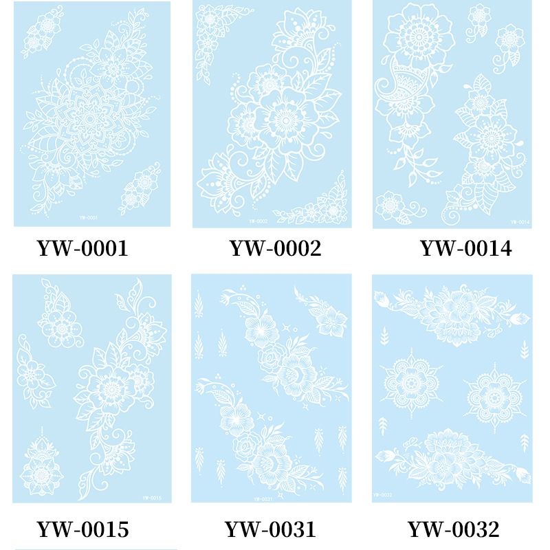 White Henna Tattoo Kit, Black Henna Temporary Tattoos Stickers for Women Wedding Party Festival Tattoos Decorations,  Long Last Lace Flower Bohemia Lotus Sexy Temp Tatoo Back Thigh Body Art Makeup