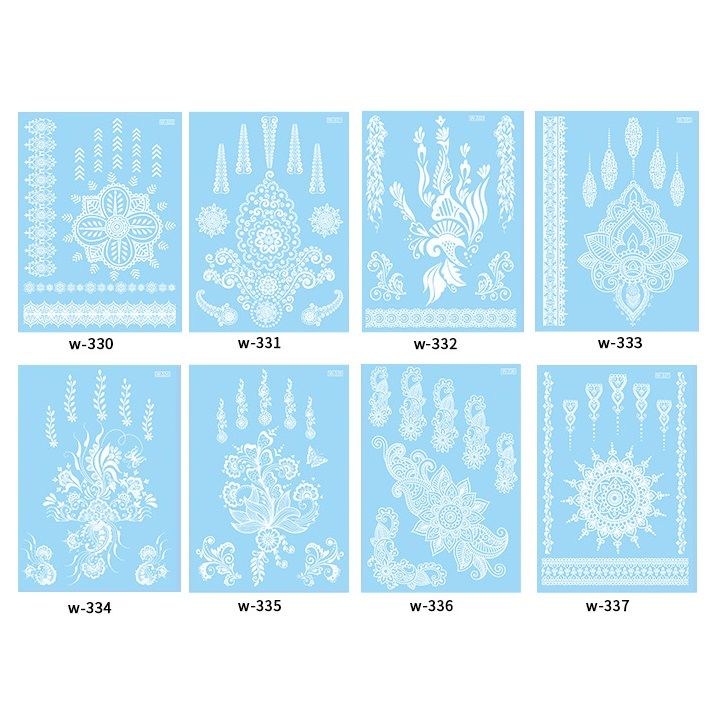 White Henna Tattoo Kit, Black Henna Temporary Tattoos Stickers for Women Wedding Party Festival Tattoos Decorations,  Long Last Lace Flower Bohemia Lotus Sexy Temp Tatoo Back Thigh Body Art Makeup
