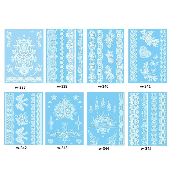 White Henna Tattoo Kit, Black Henna Temporary Tattoos Stickers for Women Wedding Party Festival Tattoos Decorations,  Long Last Lace Flower Bohemia Lotus Sexy Temp Tatoo Back Thigh Body Art Makeup