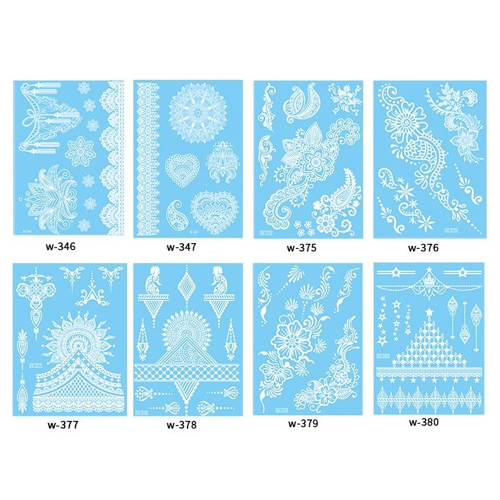 White Henna Tattoo Kit, Black Henna Temporary Tattoos Stickers for Women Wedding Party Festival Tattoos Decorations,  Long Last Lace Flower Bohemia Lotus Sexy Temp Tatoo Back Thigh Body Art Makeup