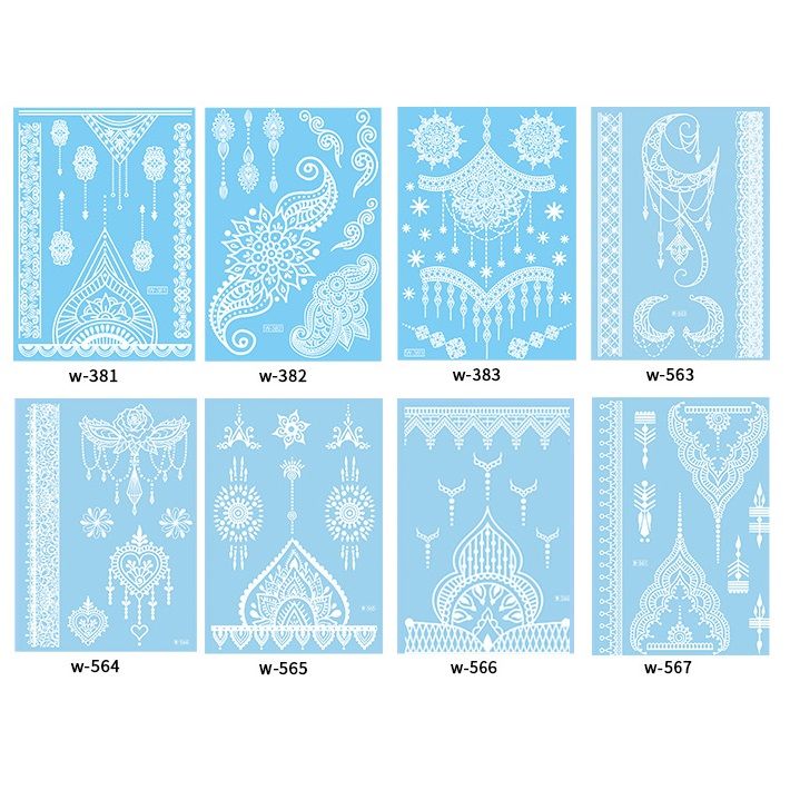 White Henna Tattoo Kit, Black Henna Temporary Tattoos Stickers for Women Wedding Party Festival Tattoos Decorations,  Long Last Lace Flower Bohemia Lotus Sexy Temp Tatoo Back Thigh Body Art Makeup