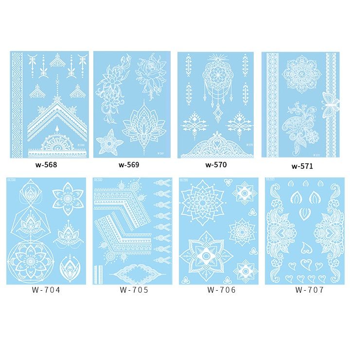 White Henna Tattoo Kit, Black Henna Temporary Tattoos Stickers for Women Wedding Party Festival Tattoos Decorations,  Long Last Lace Flower Bohemia Lotus Sexy Temp Tatoo Back Thigh Body Art Makeup