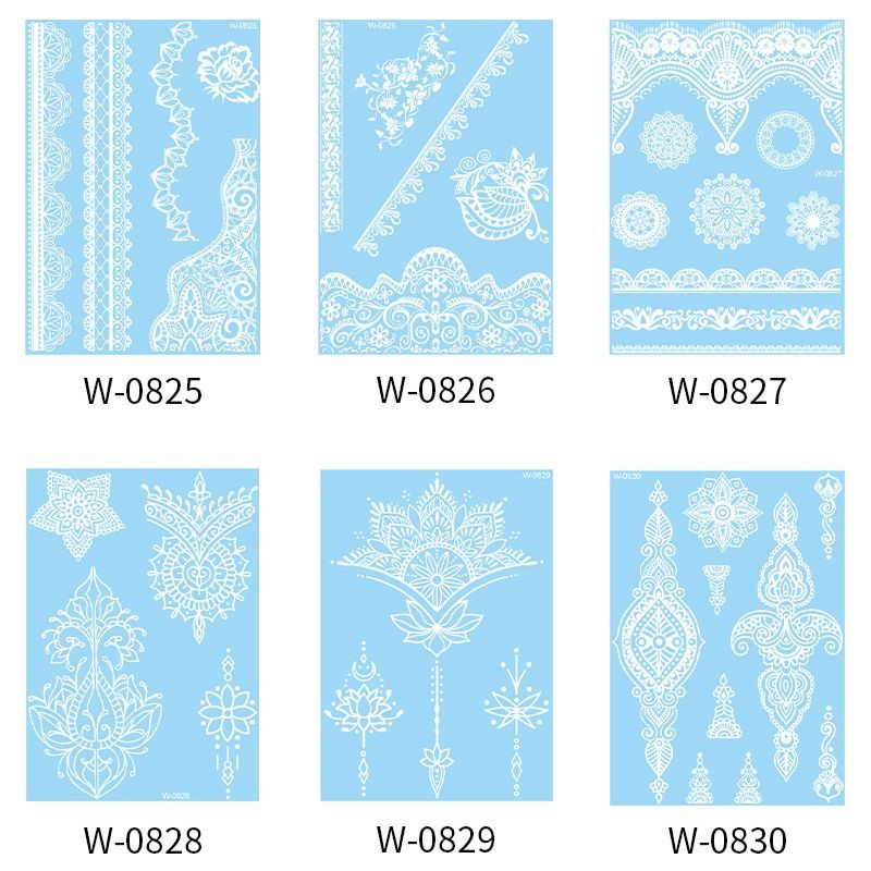 White Henna Tattoo Kit, Black Henna Temporary Tattoos Stickers for Women Wedding Party Festival Tattoos Decorations,  Long Last Lace Flower Bohemia Lotus Sexy Temp Tatoo Back Thigh Body Art Makeup