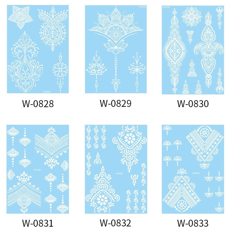 White Henna Tattoo Kit, Black Henna Temporary Tattoos Stickers for Women Wedding Party Festival Tattoos Decorations,  Long Last Lace Flower Bohemia Lotus Sexy Temp Tatoo Back Thigh Body Art Makeup