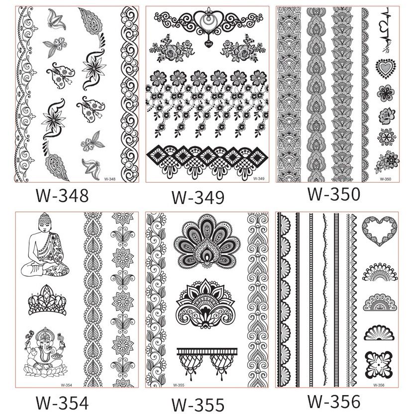 White Henna Tattoo Kit, Black Henna Temporary Tattoos Stickers for Women Wedding Party Festival Tattoos Decorations,  Long Last Lace Flower Bohemia Lotus Sexy Temp Tatoo Back Thigh Body Art Makeup