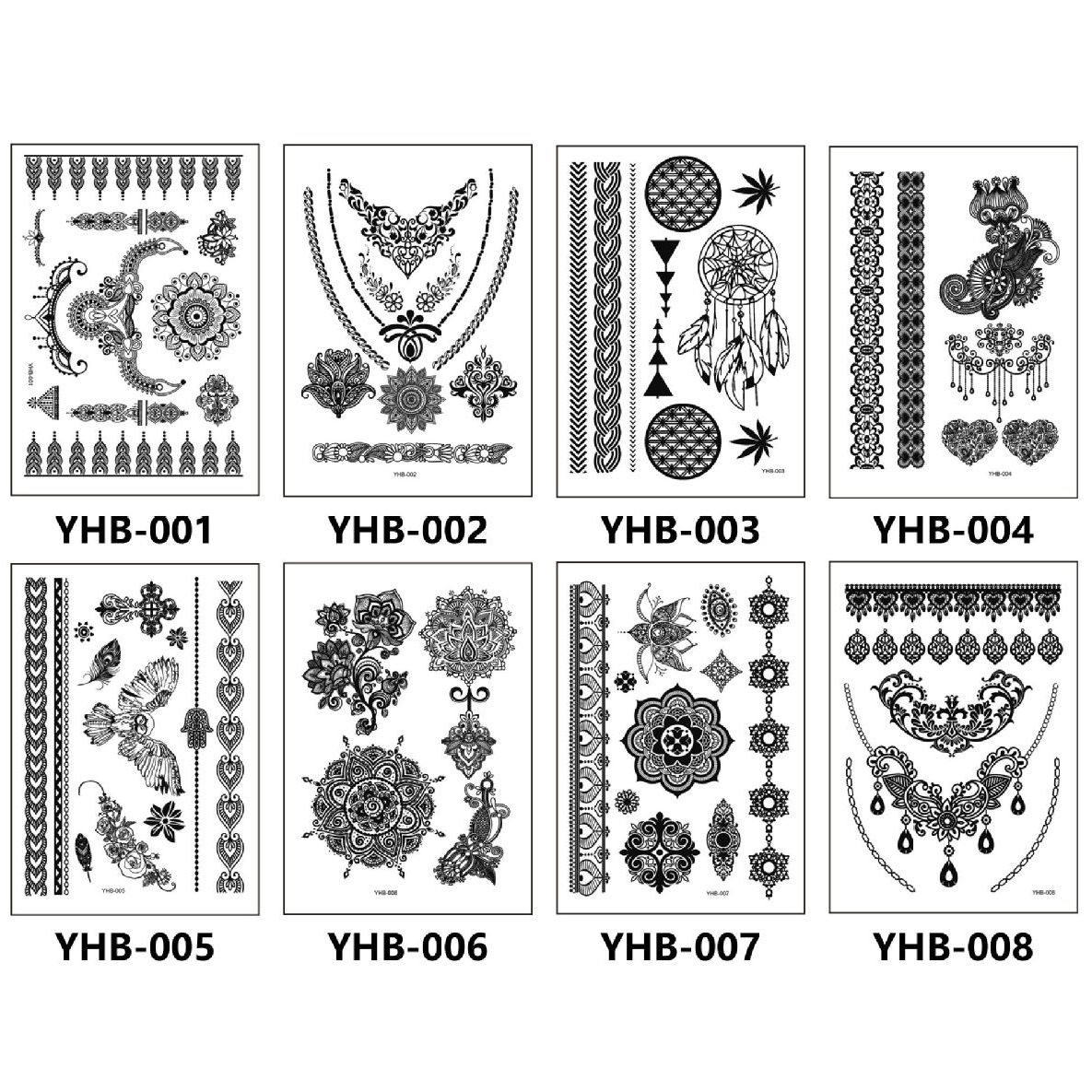 White Henna Tattoo Kit, Black Henna Temporary Tattoos Stickers for Women Wedding Party Festival Tattoos Decorations,  Long Last Lace Flower Bohemia Lotus Sexy Temp Tatoo Back Thigh Body Art Makeup