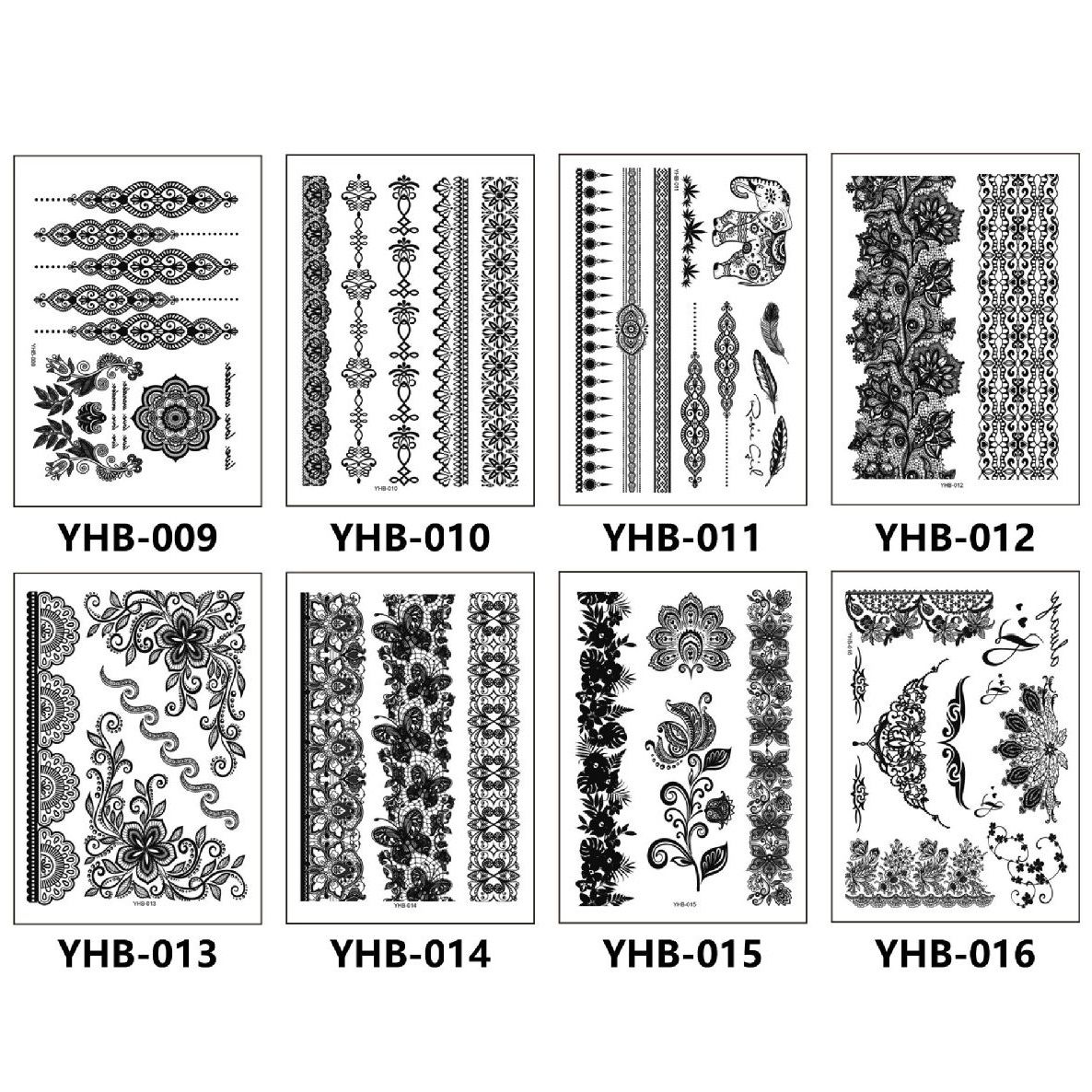 White Henna Tattoo Kit, Black Henna Temporary Tattoos Stickers for Women Wedding Party Festival Tattoos Decorations,  Long Last Lace Flower Bohemia Lotus Sexy Temp Tatoo Back Thigh Body Art Makeup