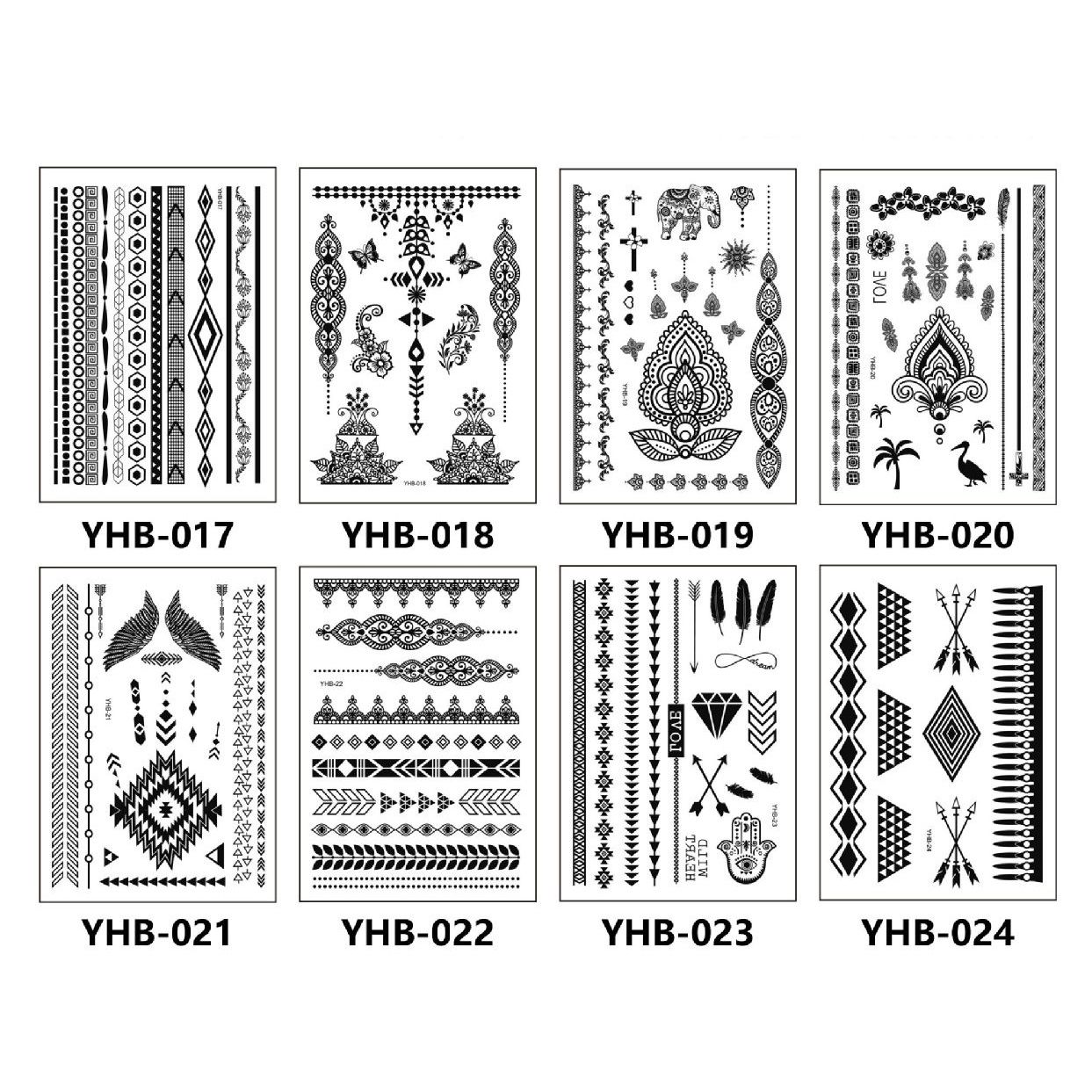 White Henna Tattoo Kit, Black Henna Temporary Tattoos Stickers for Women Wedding Party Festival Tattoos Decorations,  Long Last Lace Flower Bohemia Lotus Sexy Temp Tatoo Back Thigh Body Art Makeup