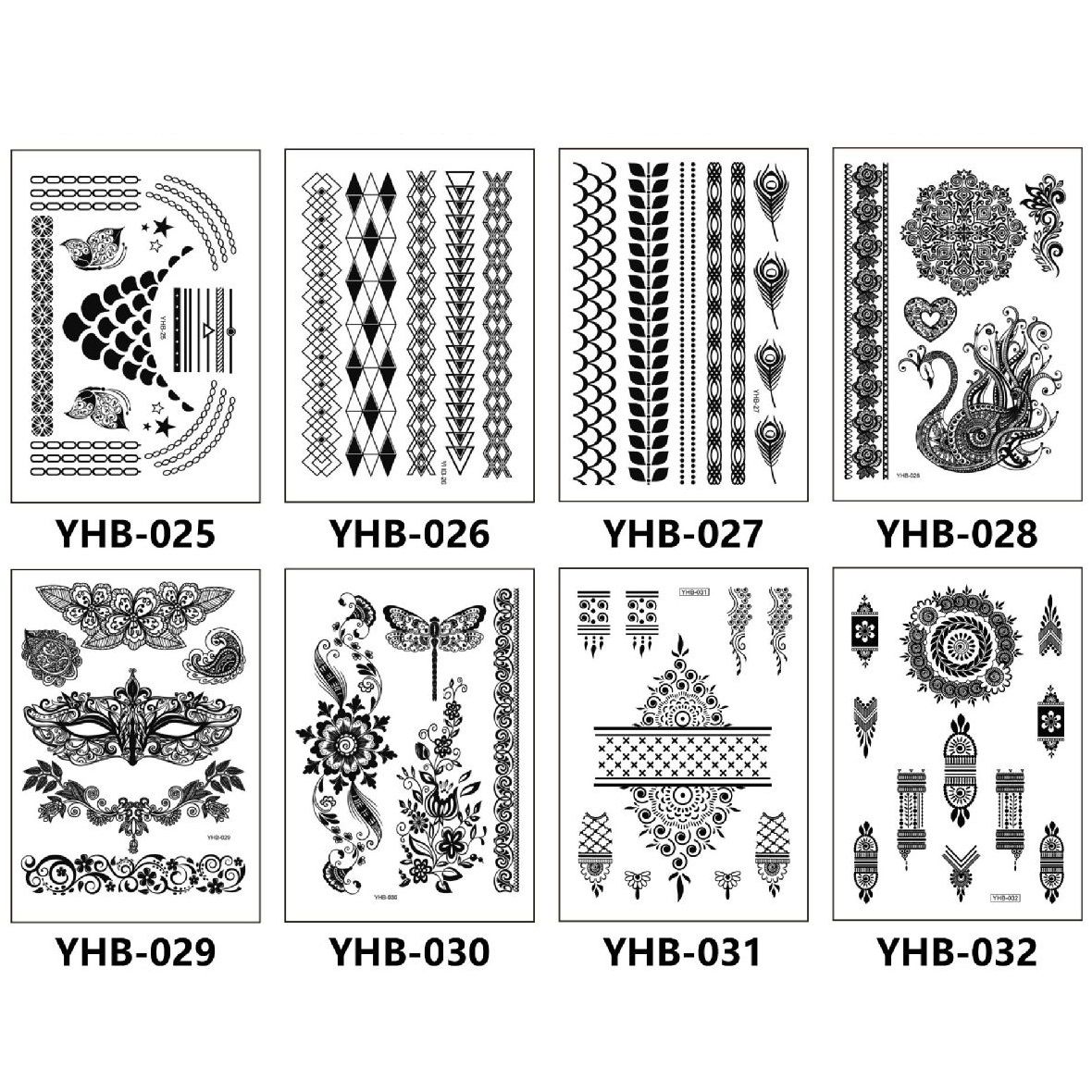 White Henna Tattoo Kit, Black Henna Temporary Tattoos Stickers for Women Wedding Party Festival Tattoos Decorations,  Long Last Lace Flower Bohemia Lotus Sexy Temp Tatoo Back Thigh Body Art Makeup