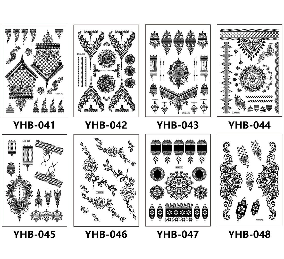 White Henna Tattoo Kit, Black Henna Temporary Tattoos Stickers for Women Wedding Party Festival Tattoos Decorations,  Long Last Lace Flower Bohemia Lotus Sexy Temp Tatoo Back Thigh Body Art Makeup