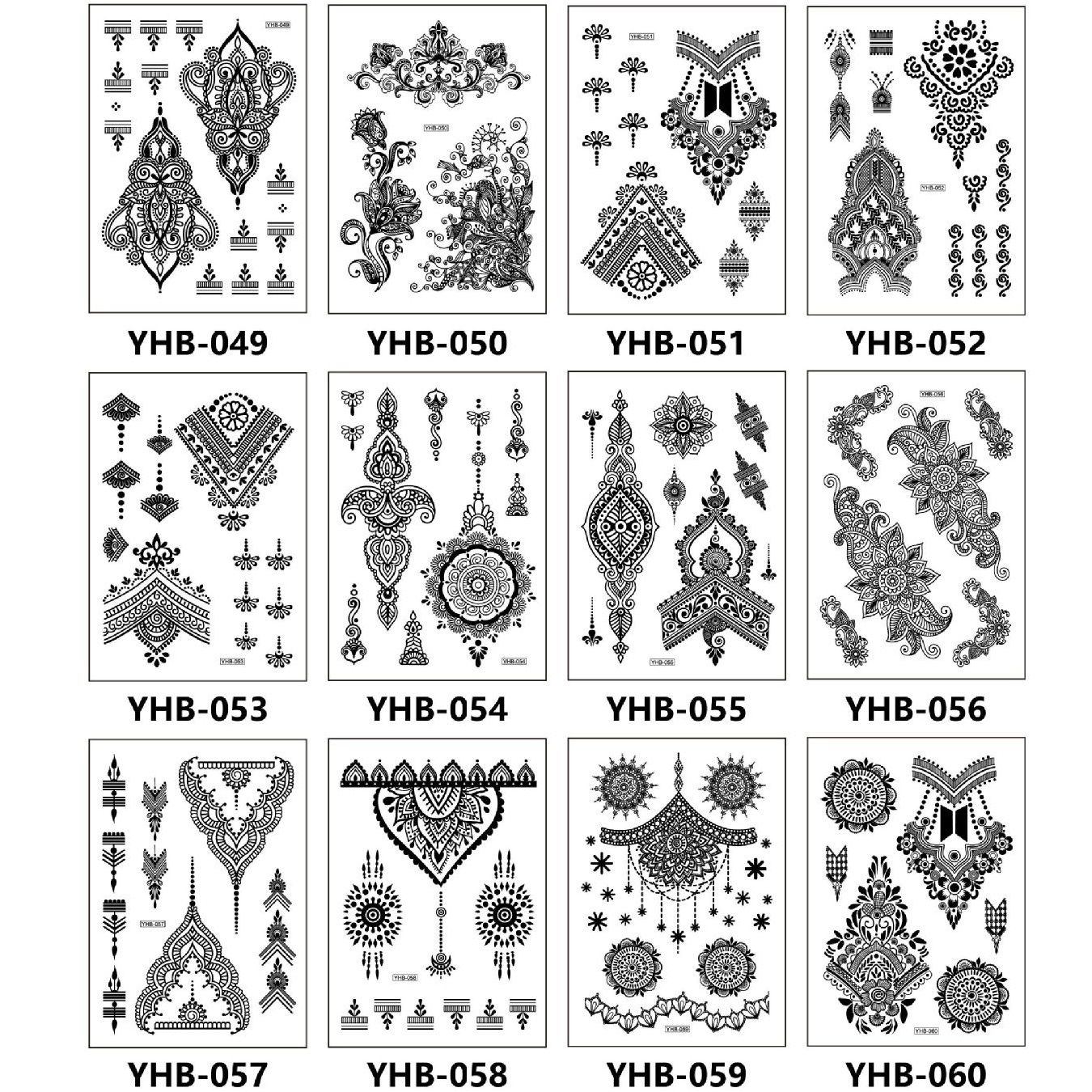 White Henna Tattoo Kit, Black Henna Temporary Tattoos Stickers for Women Wedding Party Festival Tattoos Decorations,  Long Last Lace Flower Bohemia Lotus Sexy Temp Tatoo Back Thigh Body Art Makeup