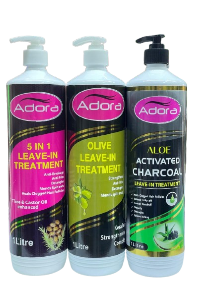 Adora Leave-in Treatments Hair Products Designed to Moisturize Strengthen and Protect hair Helping to Eliminate Breakage, Reduce Frizz, Add Volume and make the hair smooth and shiny.