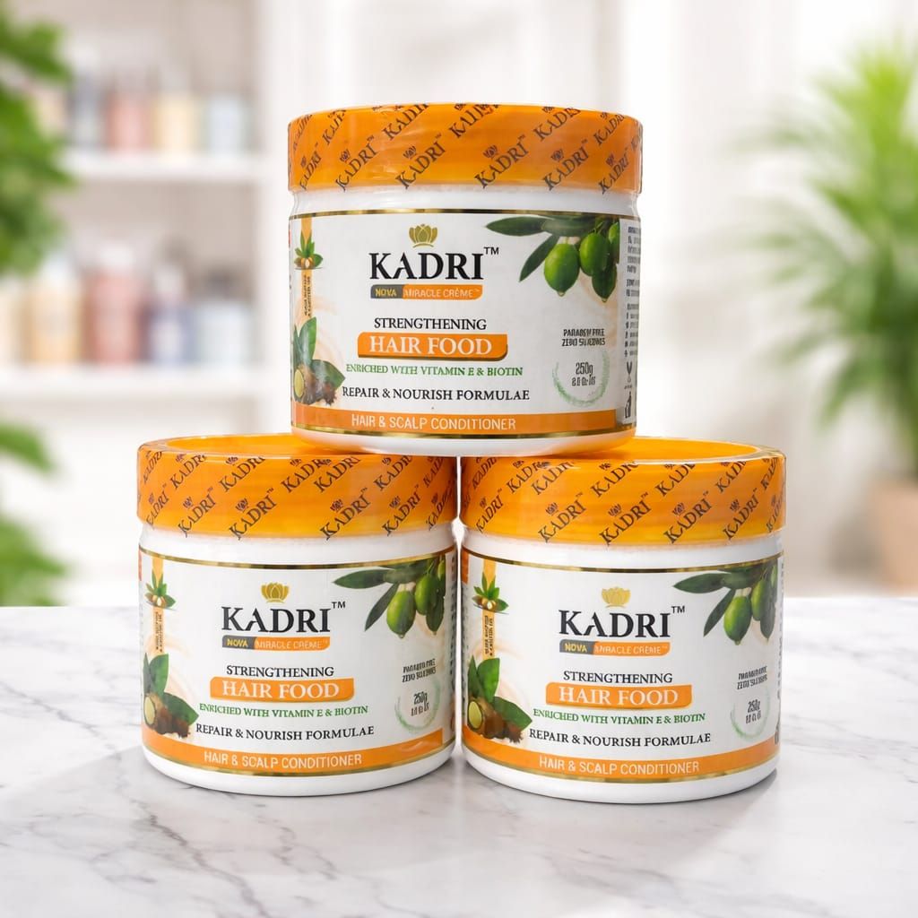 KADRI HAIR FOOD INFUSED WITH VITAMIN E AND BIOTIN, FOR STRENGTHENING, REPAIRING AND NOURISHING FORMULAE. 250G
