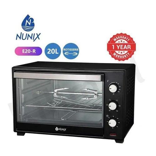 Nunix 20L Modern Electric Rotisserie Oven – Multi-Function Convection Oven with Rotisserie & Baking