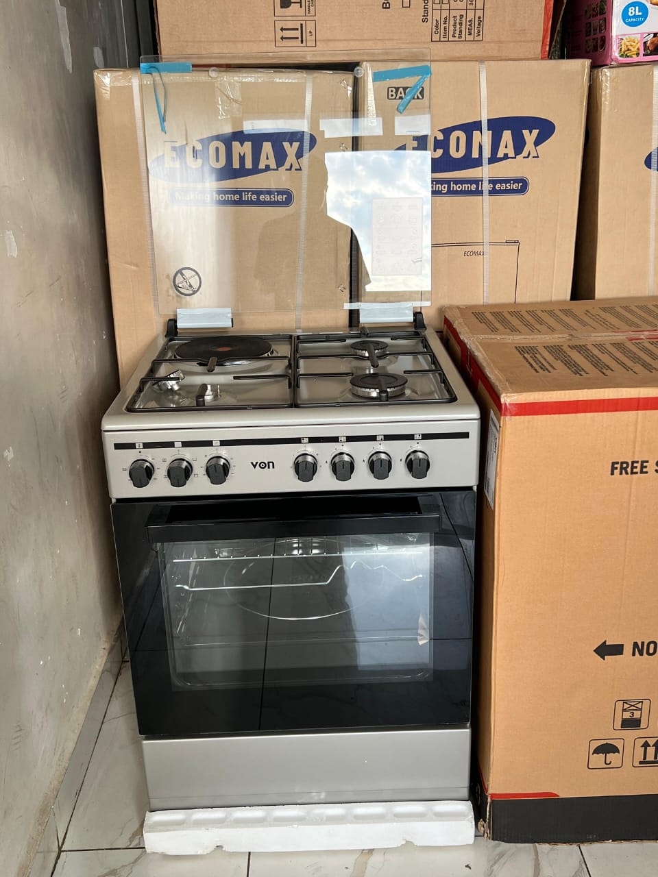 Von 60cm x 60cm 3 Gas + Electric Cooker – 5-Function Oven with Rotisserie & Turbo Fan
