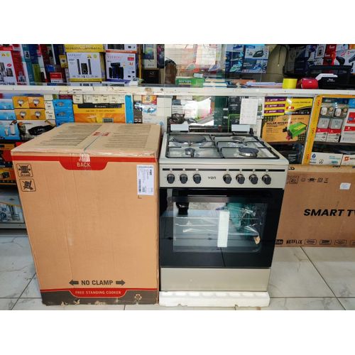Von 60cm Gas & Electric Cooker (VCF663151FSY) - 3 Gas + 1 Rapid Electric Plate with Rotisserie & Turbo Oven (Perfect for Kenyan Kitchens)