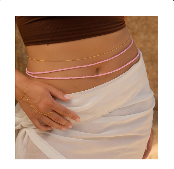 Stylish Belly Chain Body Jewelry African Waist Beads - Summer Beach Accessory For Jeans, Crop Tops, Festivals And Everyday Wear