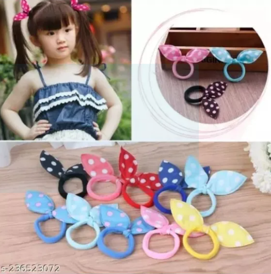 6PCS Multi Color Ponies Elastic Headband Bow Hair Rubber Bands For Girl Kid Pony Rabbit Ear Ponies