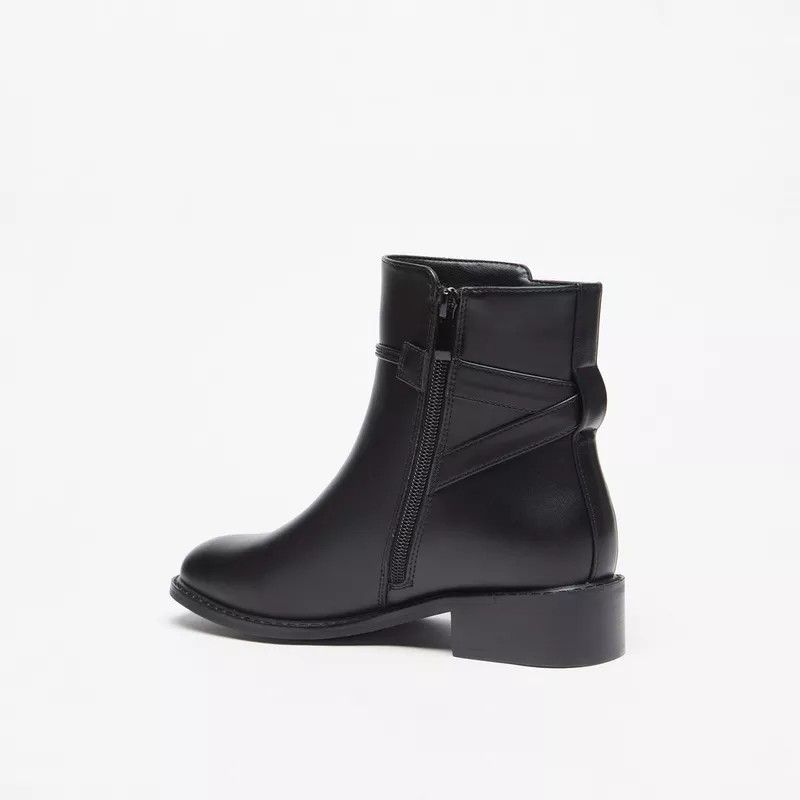 Women’s Classic Black Ankle Boots with Buckle Detail