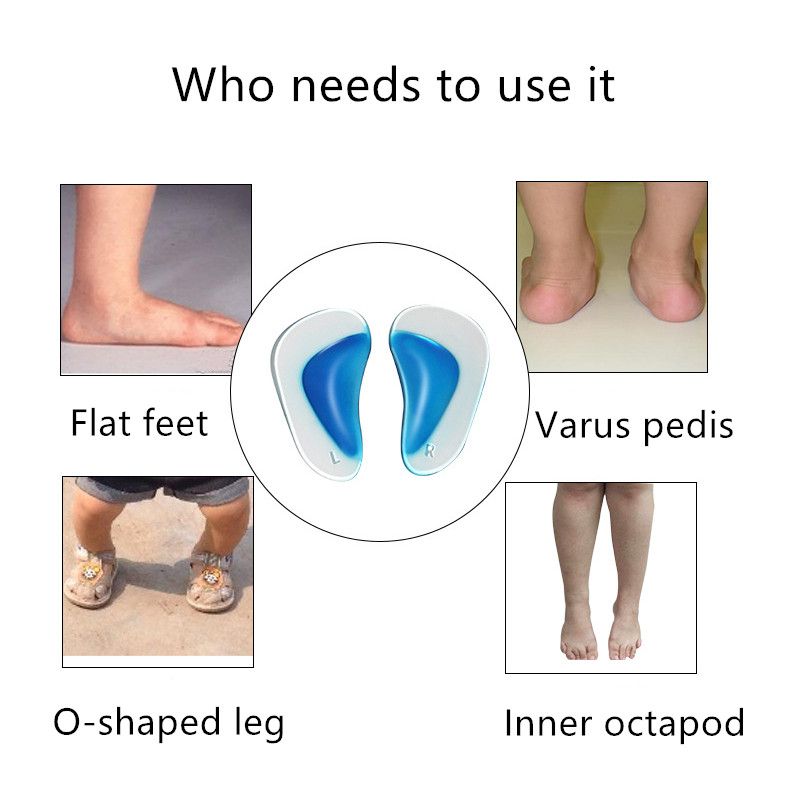 Arch pad correction insole, inside and outside of the arch, eight shaped foot outward rotation, adult silicone insole
